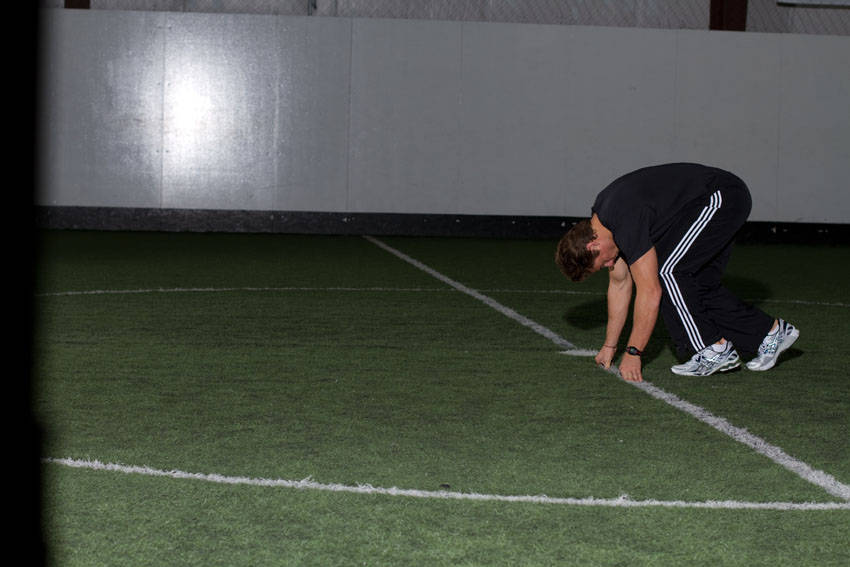 Linear 3-Part Start Technique — starting position, working the hamstrings