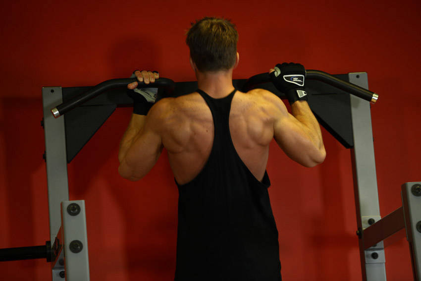 Mixed Grip Chin — end position, working the middle back