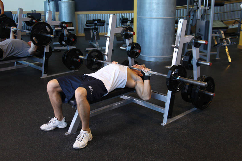 Neck Press — starting position, working the chest