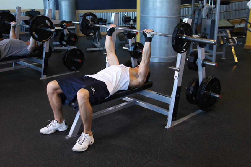 Neck Press — end position, working the chest