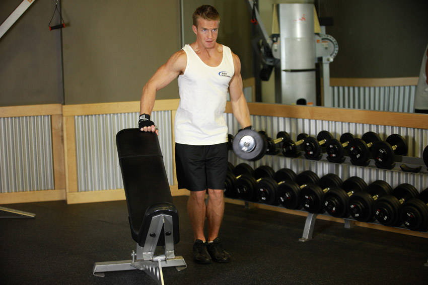 One-Arm Side Laterals — starting position, working the shoulders