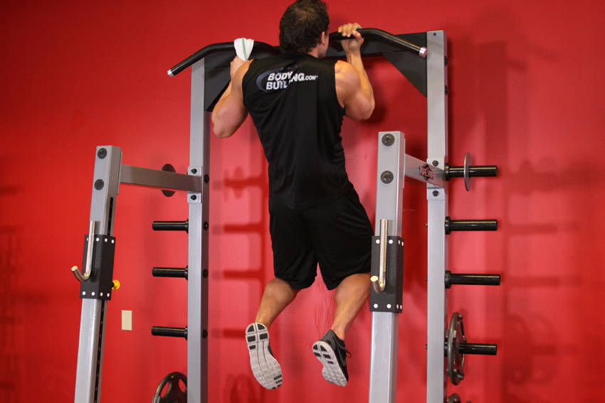 One Arm Chin-Up — end position, working the middle back