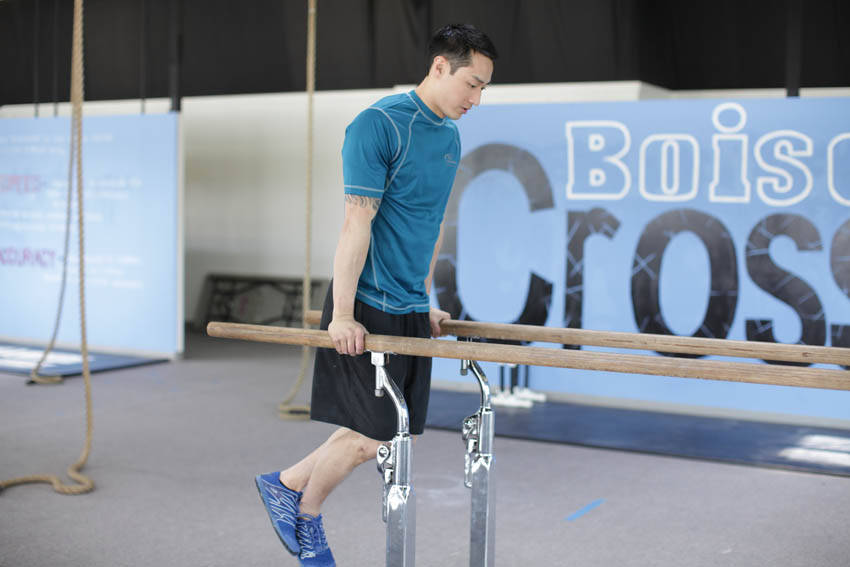 Parallel Bar Dip — end position, working the triceps