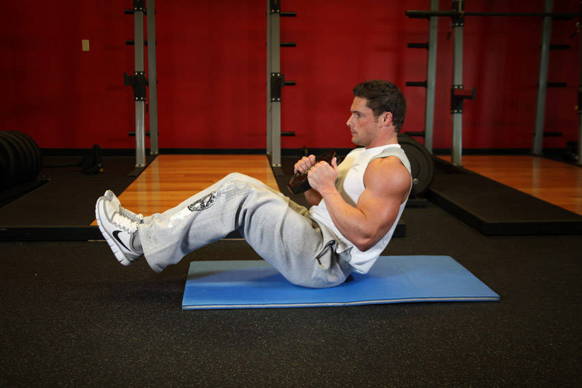 Plate Twist — starting position, working the abs