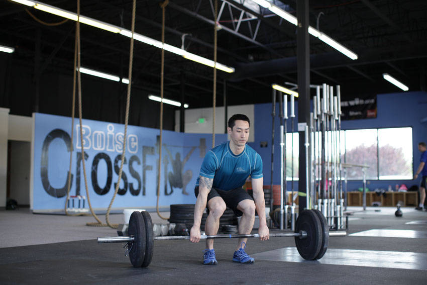Power Clean — starting position, working the hamstrings