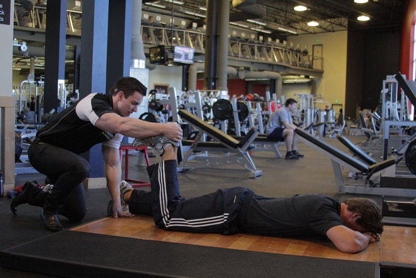 Prone Manual Hamstring — end position, working the hamstrings
