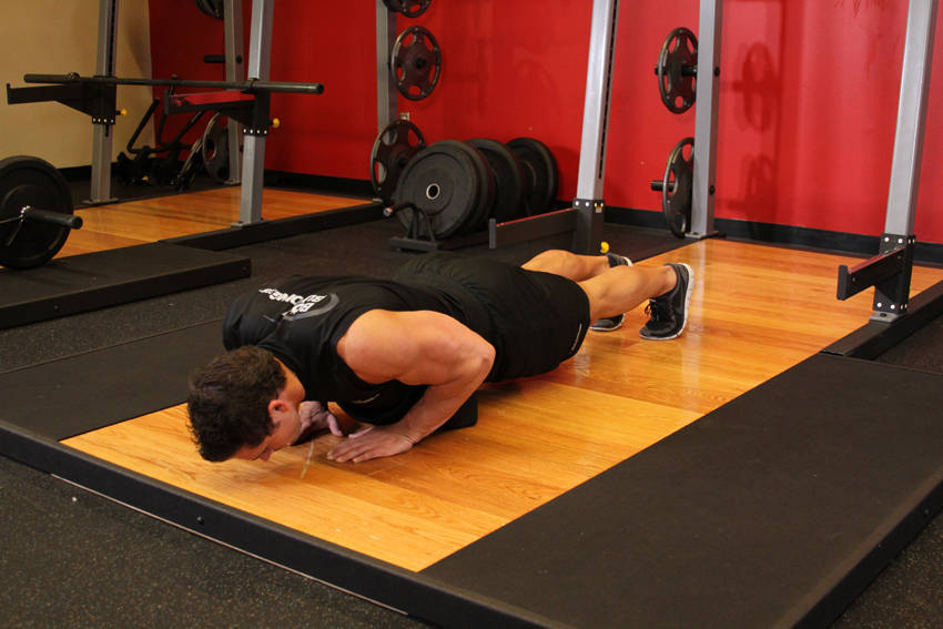 Push-Ups - Close Triceps Position — end position, working the triceps