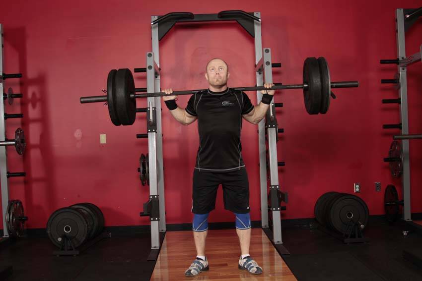 Push Press - Behind the Neck — starting position, working the shoulders