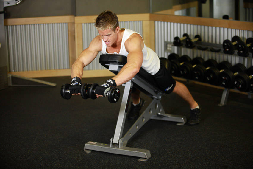 Reverse Flyes With External Rotation — starting position, working the shoulders