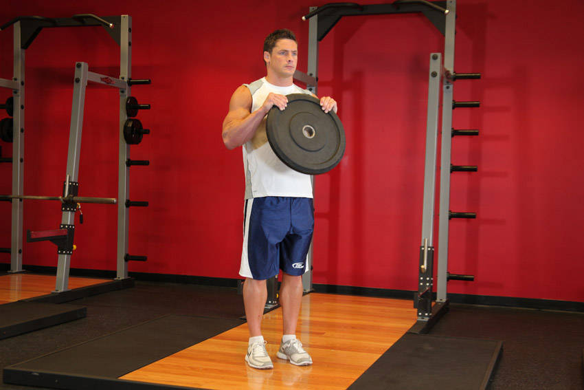 Reverse Plate Curls — end position, working the biceps