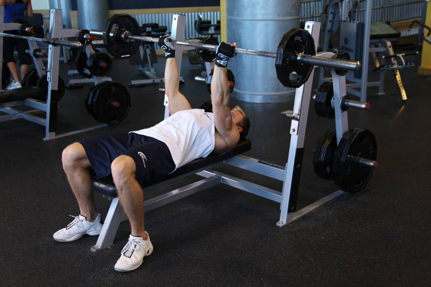 Reverse Triceps Bench Press — end position, working the triceps