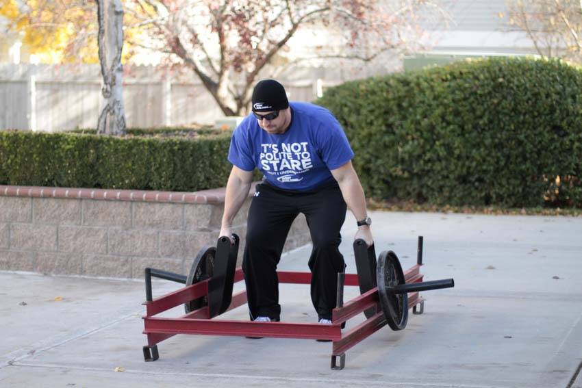 Rickshaw Carry — starting position, working the forearms