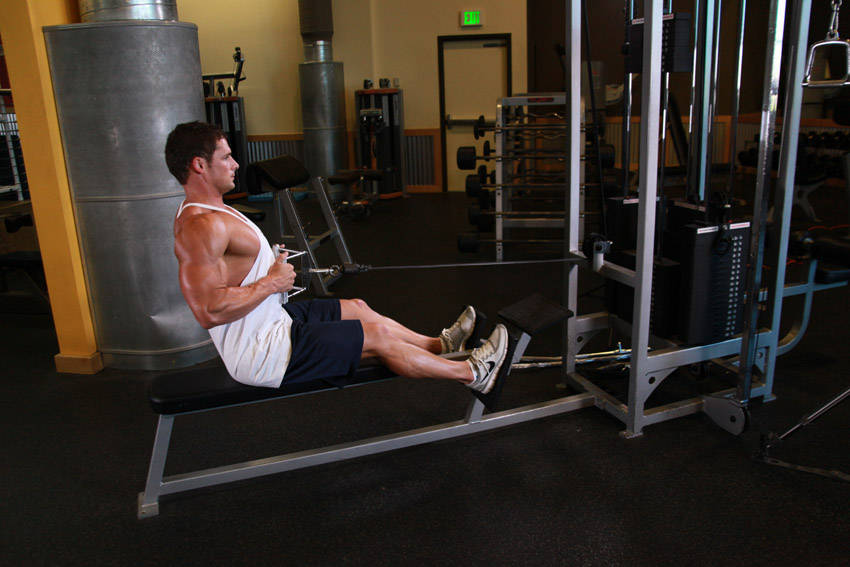 Seated Cable Rows — end position, working the middle back