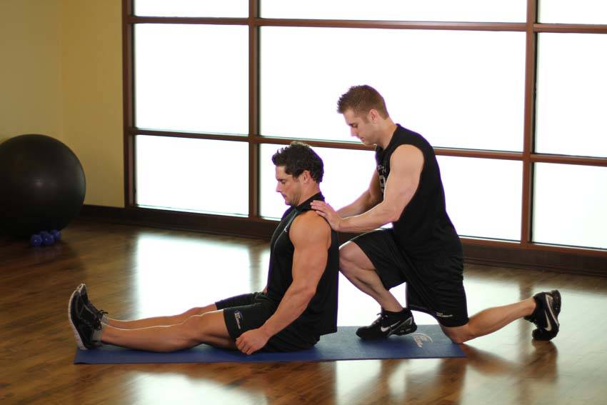 Seated Hamstring — starting position, working the hamstrings