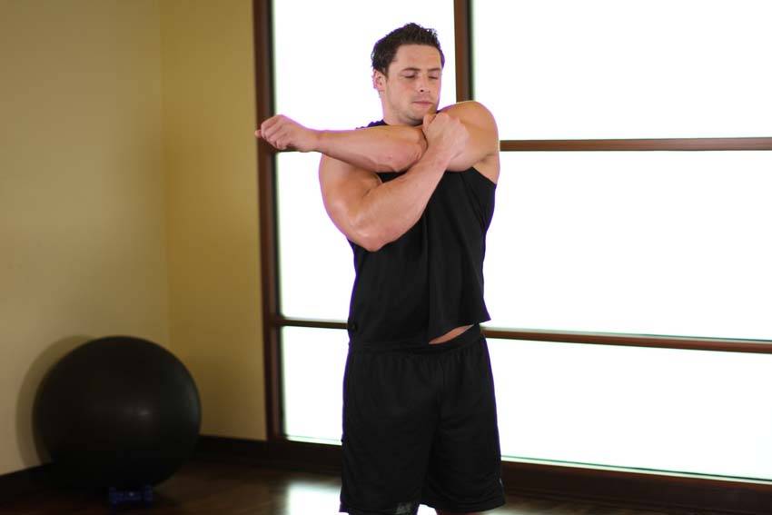 Shoulder Stretch — end position, working the shoulders