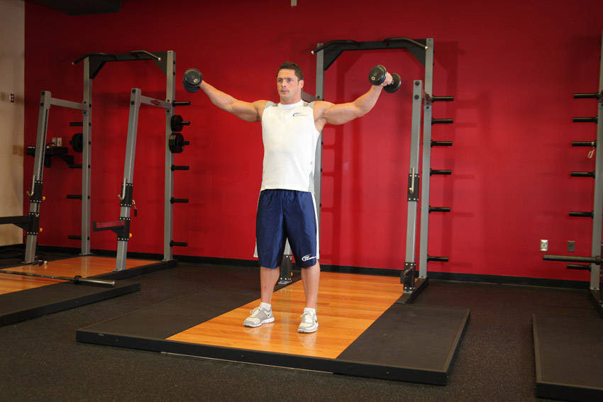 Side Lateral Raise — end position, working the shoulders
