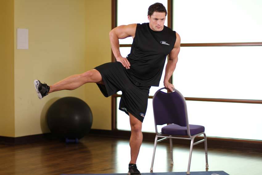 Side Leg Raises — end position, working the adductors