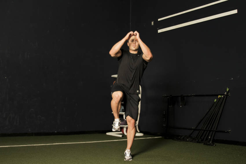Single Leg Butt Kick — end position, working the quads