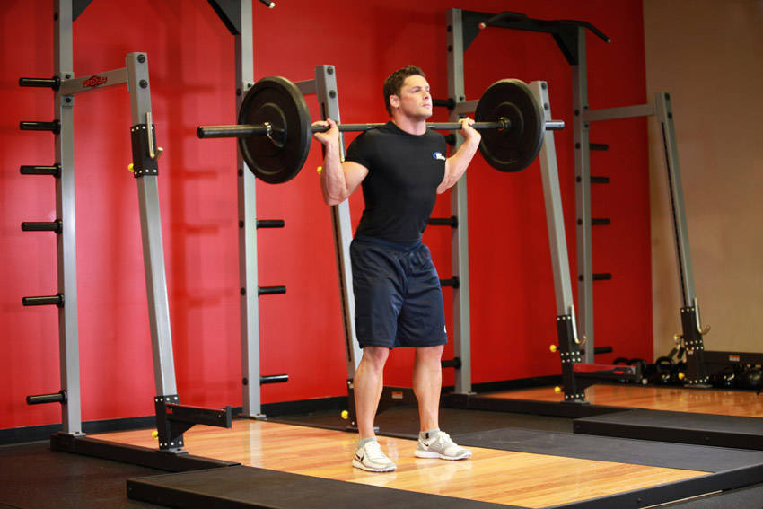 Speed Squats — end position, working the quads