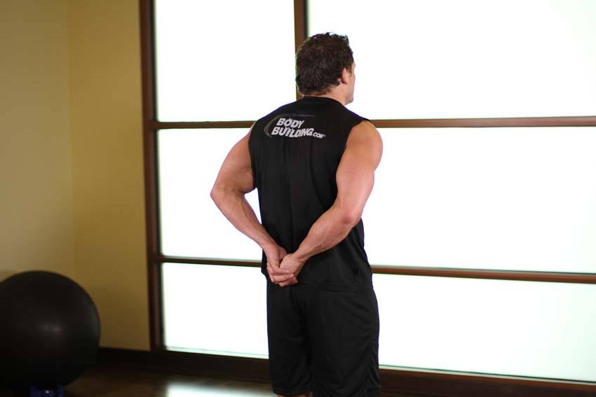 Standing Biceps Stretch — starting position, working the biceps