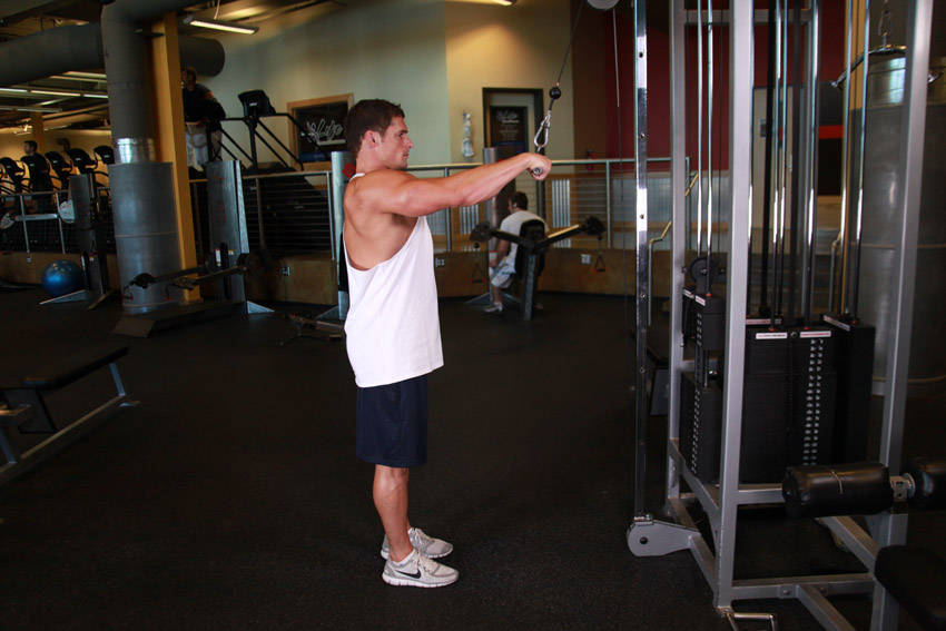 Straight-Arm Pulldown — starting position, working the lats