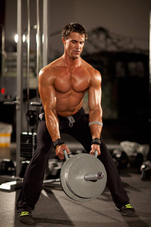 T-Bar Row with Handle — starting position, working the middle back