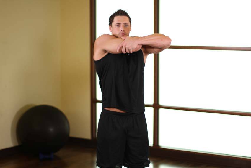 Tricep Side Stretch — end position, working the triceps