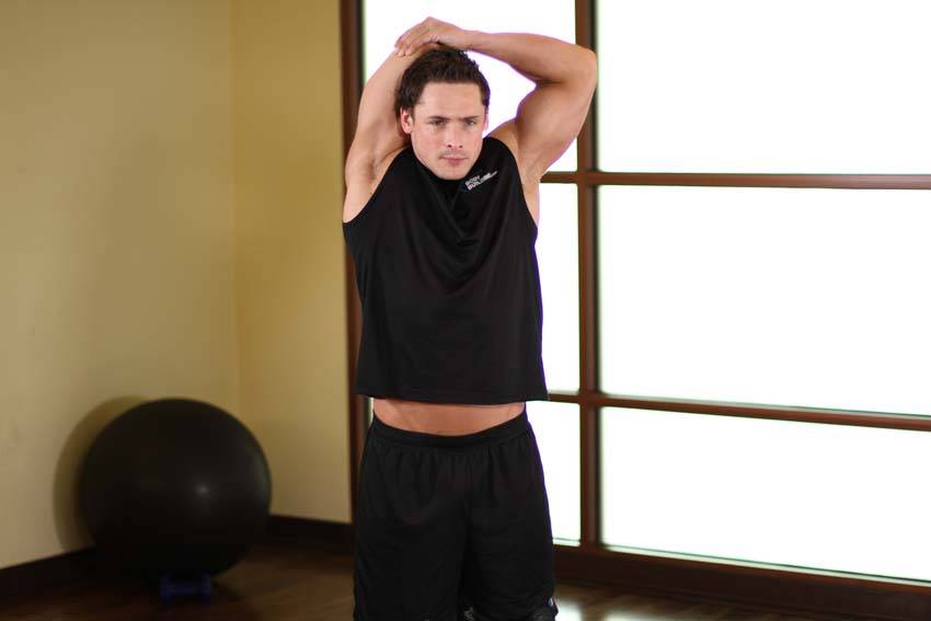 Triceps Stretch — end position, working the triceps