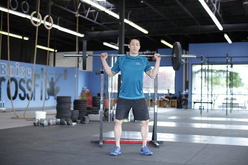 Weighted Jump Squat — starting position, working the quads