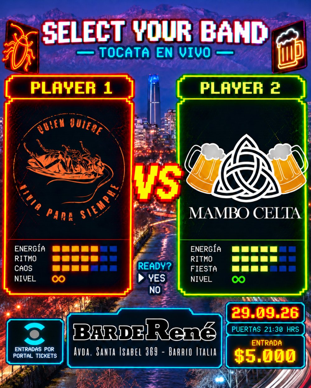 QUIÉN QUIERE VIVIR PARA SIEMPRE VS MAMBO CELTA EN BAR DE RENÉ