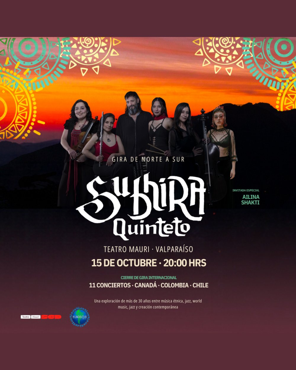 SUBHIRA QUINTETO GIRA NORTE A SUR EN TEATRO MAURI SCD, VALPARAISO