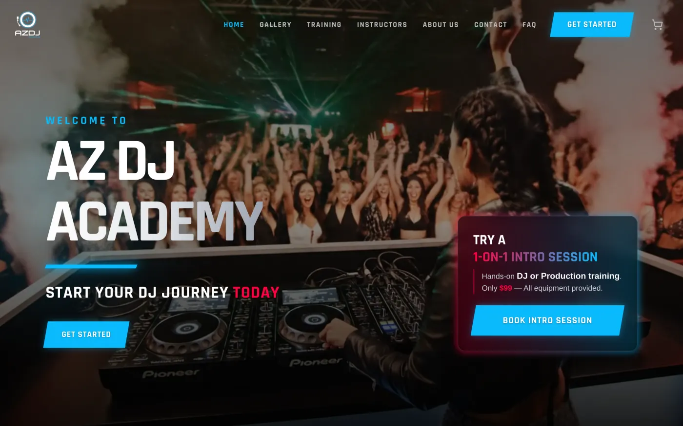 The AZ DJ Academy website — premier DJ and music production training in Arizona.