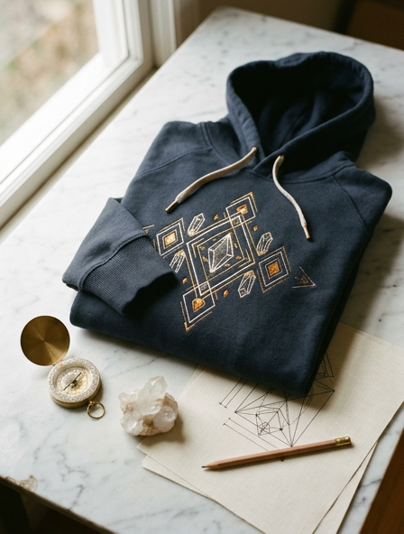 Morning Attire Diamond Vibe collection — geometric hoodie design