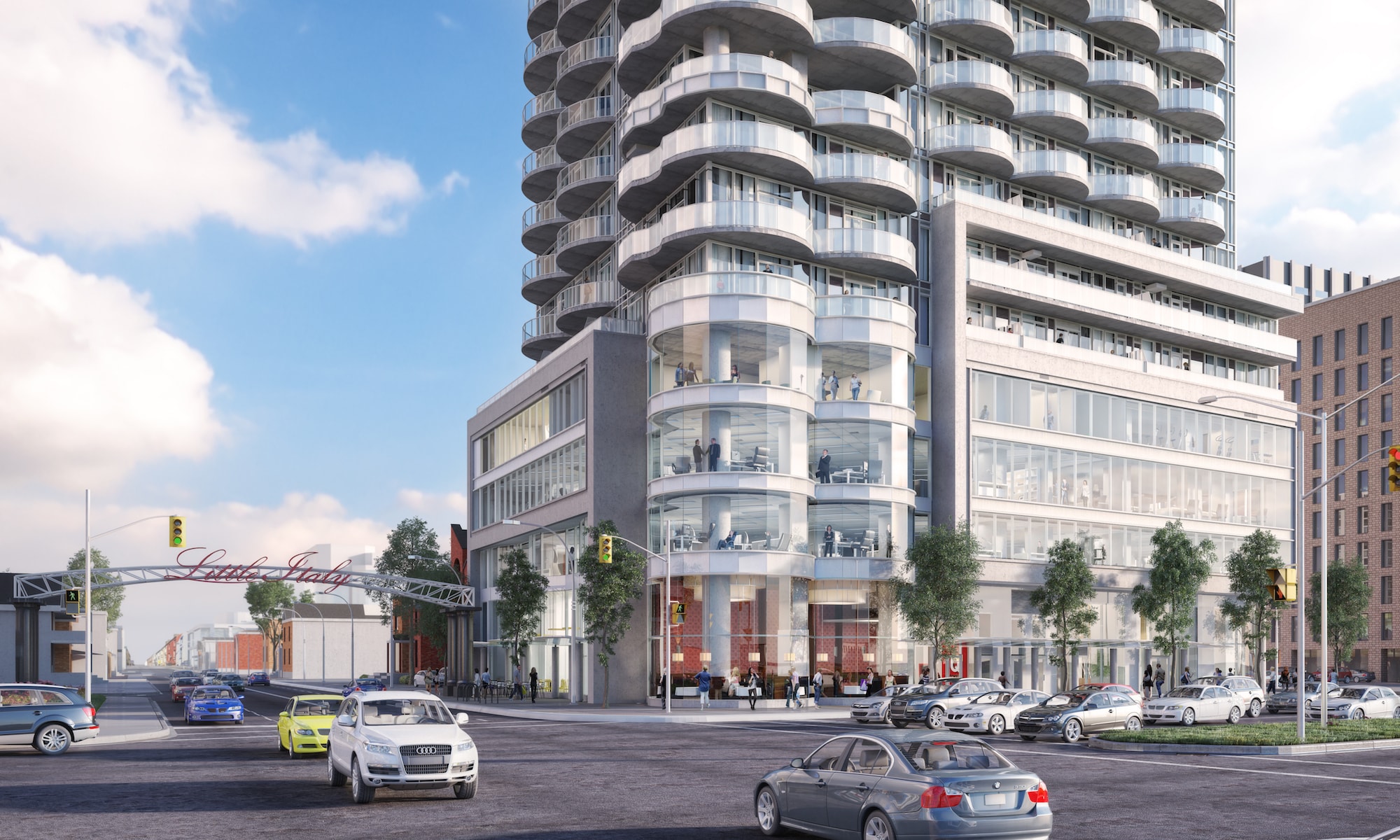 3D Generated Image of Condos In Sunset