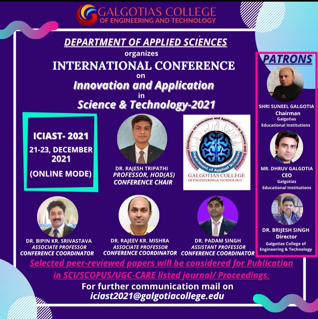 The banner to welcome you to International Conference on Innovation and Application in Science and Technology (ICIAST 2021)