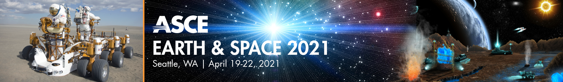 The banner to welcome you to Earth and Space 2021