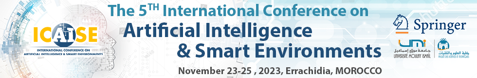 The banner to welcome you to The 5th International Conference on   Artificial Intelligence and Smart Environments