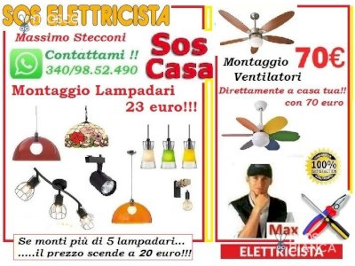 Elettricista lampadario e plafoniere Montesacro Roma 