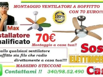 Installazione ventilatore a soffitto su Roma e litorale 