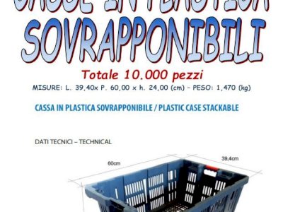 Nuova vendita fallimentare di casse in plastica sovrapponibili