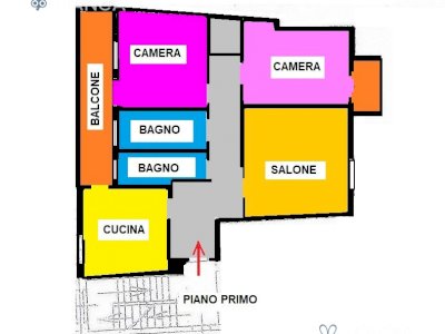 Proponiamo alloggio in centro, parte di una  palazzina di soli due piani, posizionato al piano primo 