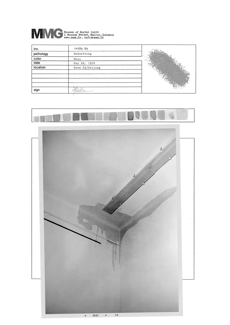 Валид Раад «Museum of Mortal Guilt — The Leaks (Yellowprints)», 2025. Фото: Валид Раад. Предоставлено: Sfeir-Semler Gallery, Paula Cooper Gallery, Walid Raad.