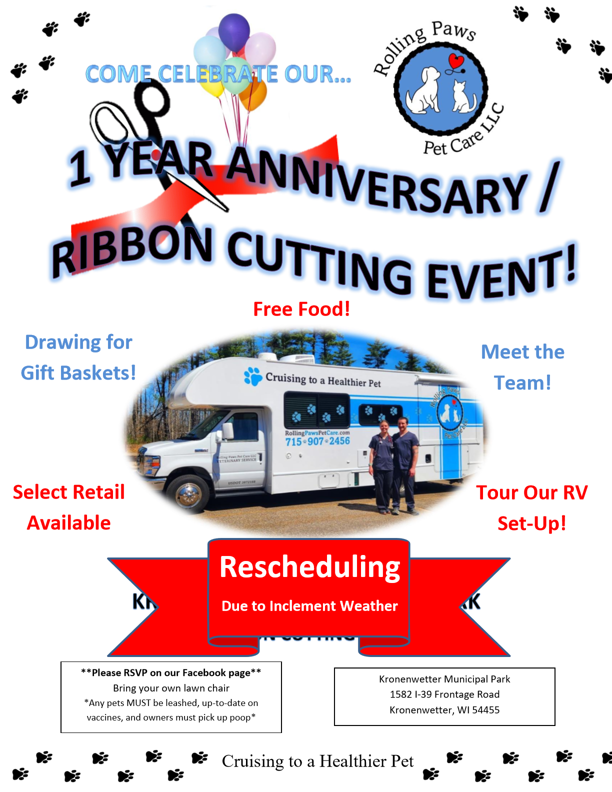 1 Year Anniversary Ribbon Cutting Ceremony Flyer Reschedule