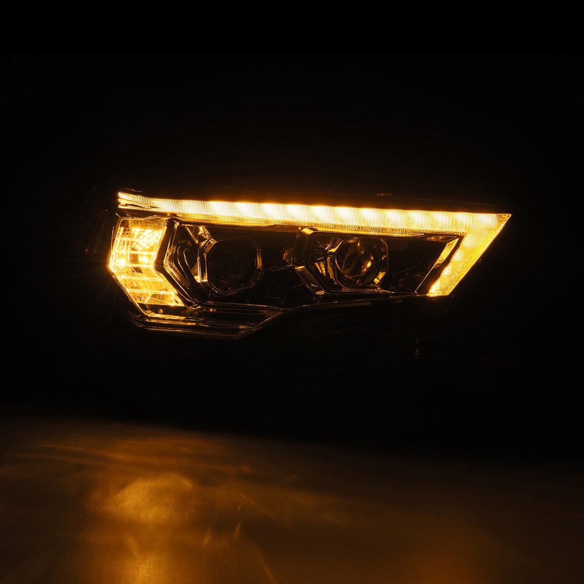 AlphaRex 14-23 Toyota 4Runner LUXX-Series LED Proj Headlights Chrome w/Actv Light & Seq. Sig + DRL