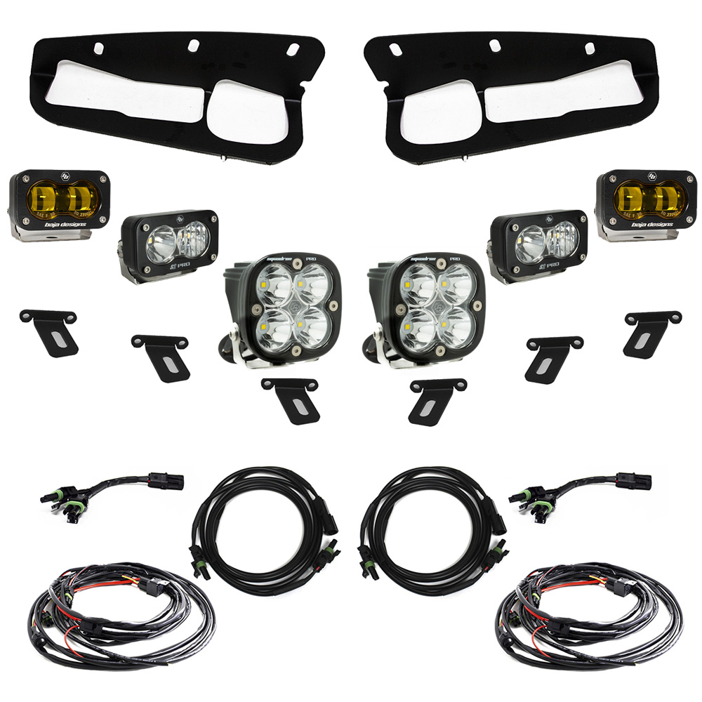 Baja Designs S2 SAE (Amber) Pro Fog Pocket Kit (Switch Harness) fits 2021+ Ford Bronco Steel Bumper