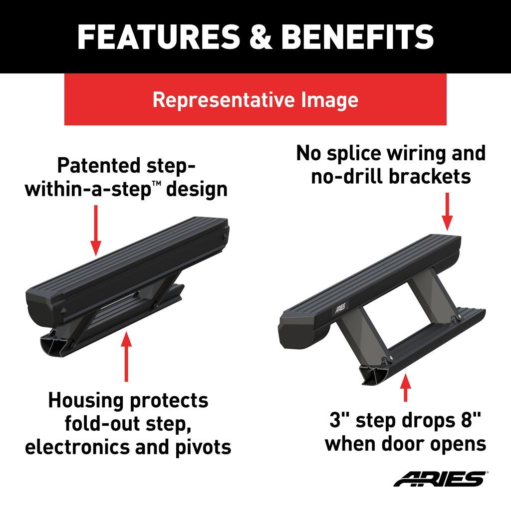 ARIES 3048923 ActionTrac 69.6" Powered Running Boards Fits 2021+ Ford Bronco 4-Door