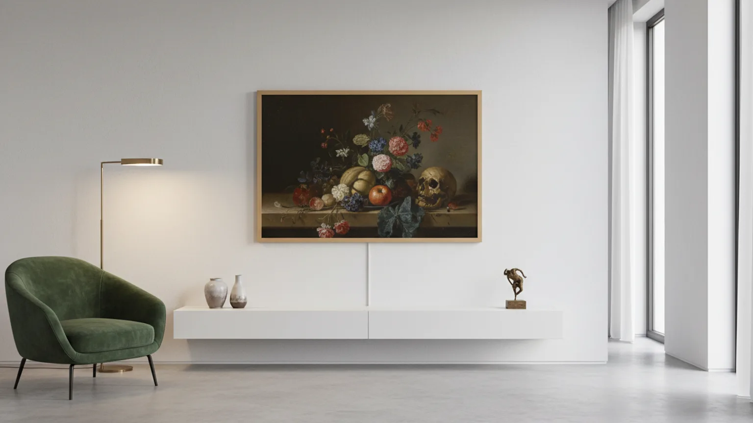 Samsung Frame TV flush on wall displaying artwork in Art Mode — Mount TV