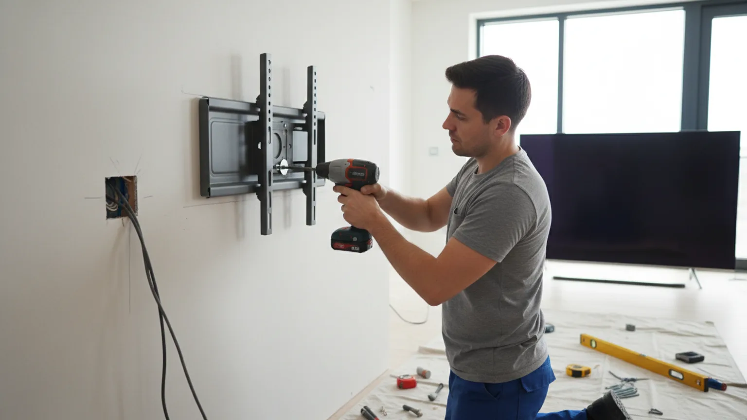 TV mounting on plasterboard wall — step by step process — Mount TV