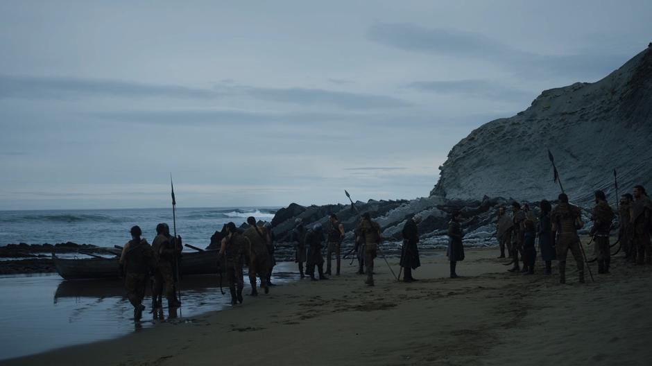 The Dothraki take the weapons from Jon and his party.