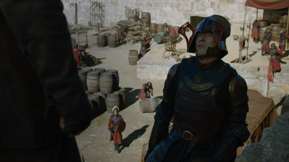 One of the Lannister soldiers tells Bronn about the preparations.
